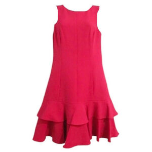 Eliza J Knee Length‎ Double Ruffle Fuscia Dress NEW Size 6